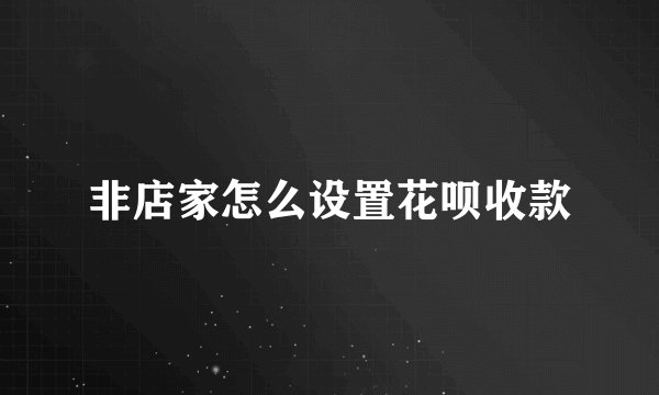 非店家怎么设置花呗收款