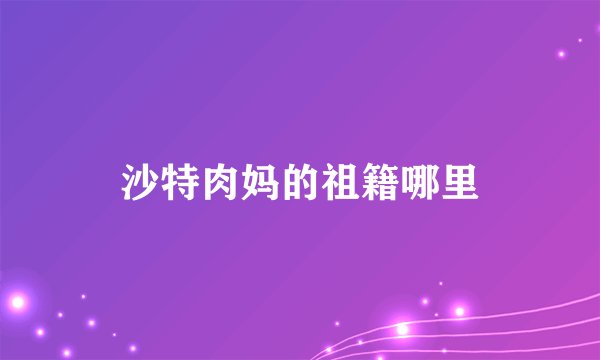 沙特肉妈的祖籍哪里