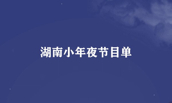 湖南小年夜节目单