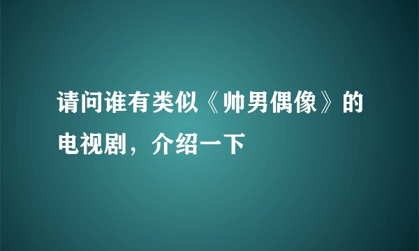 请问谁有类似《帅男偶像》的电视剧，介绍一下