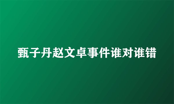 甄子丹赵文卓事件谁对谁错