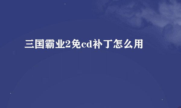 三国霸业2免cd补丁怎么用