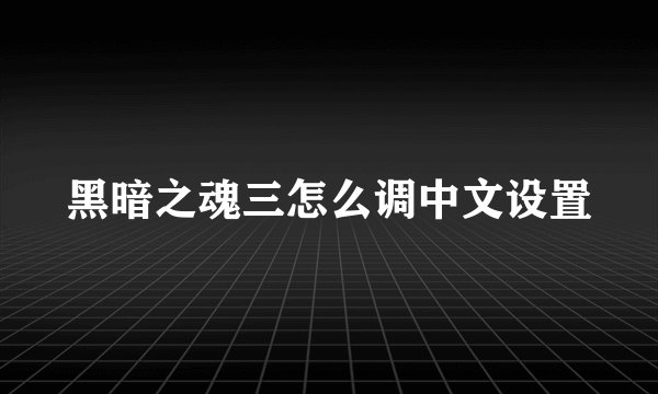 黑暗之魂三怎么调中文设置