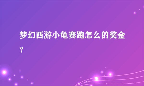 梦幻西游小龟赛跑怎么的奖金？