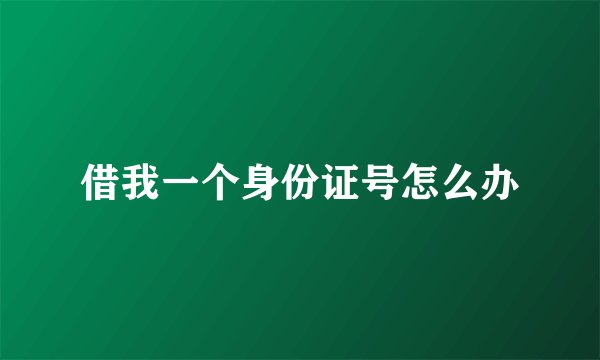 借我一个身份证号怎么办