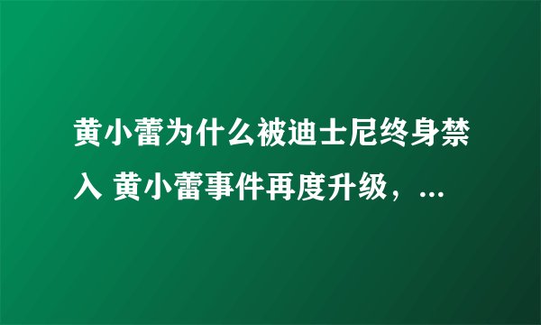黄小蕾为什么被迪士尼终身禁入 黄小蕾事件再度升级，被迪士尼终身封杀，权力大于母爱惹争议！