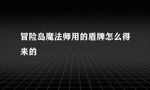 冒险岛魔法师用的盾牌怎么得来的