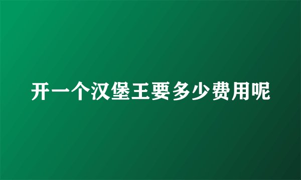开一个汉堡王要多少费用呢