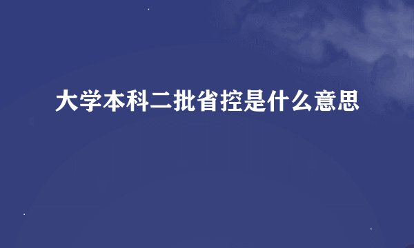 大学本科二批省控是什么意思