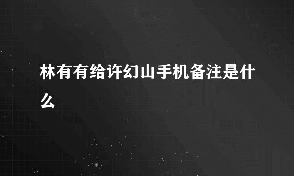 林有有给许幻山手机备注是什么