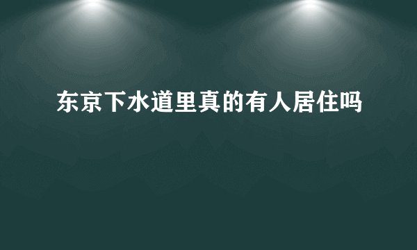 东京下水道里真的有人居住吗