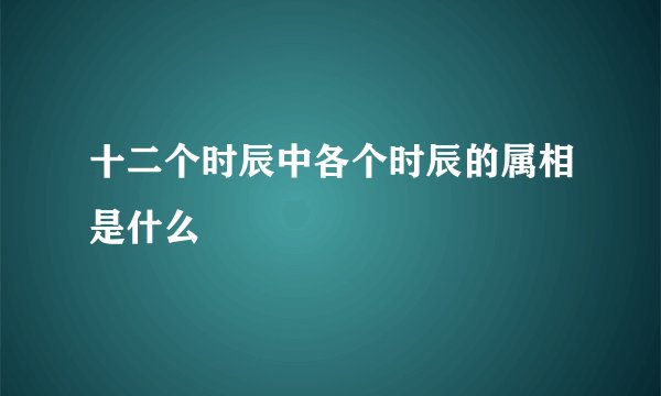 十二个时辰中各个时辰的属相是什么