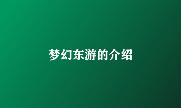 梦幻东游的介绍
