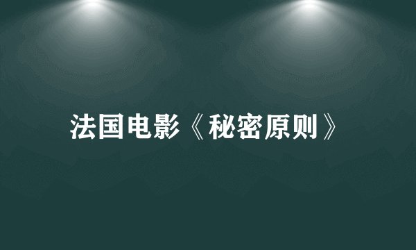 法国电影《秘密原则》