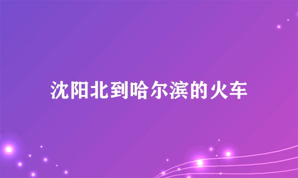 沈阳北到哈尔滨的火车