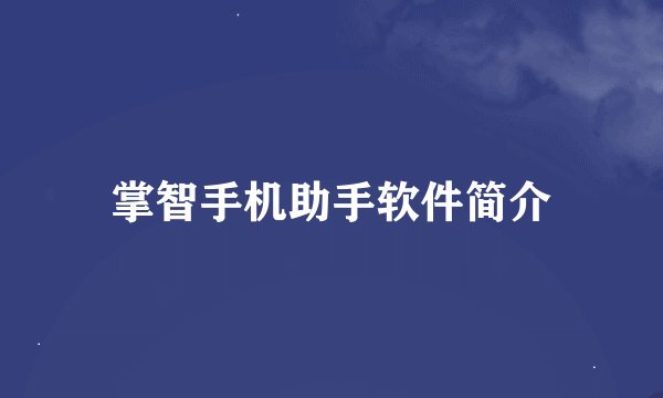 掌智手机助手软件简介