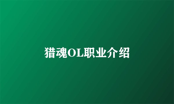 猎魂OL职业介绍