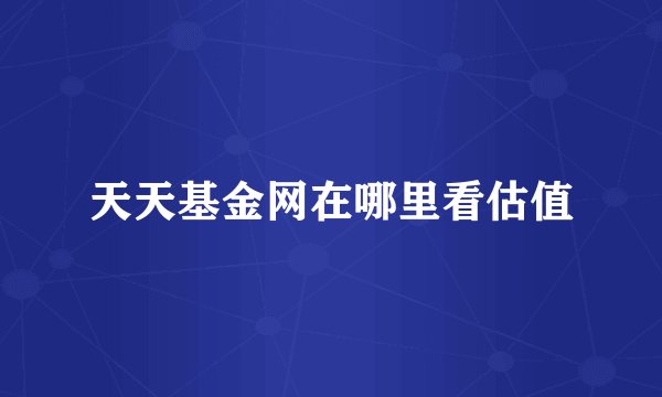天天基金网在哪里看估值