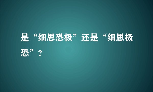 是“细思恐极”还是“细思极恐”？