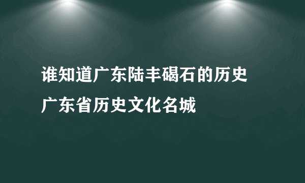 谁知道广东陆丰碣石的历史 广东省历史文化名城