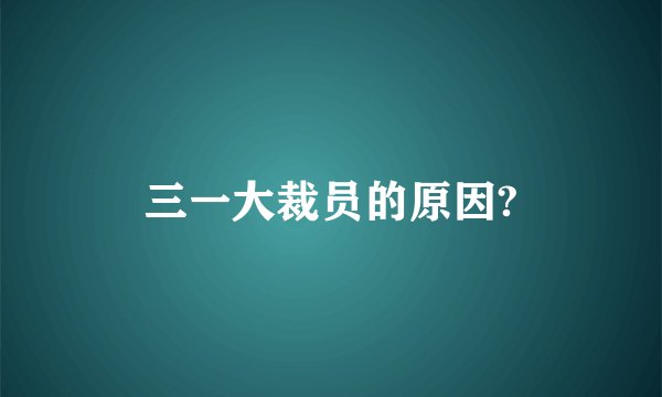三一大裁员的原因?