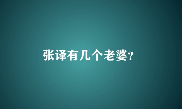 张译有几个老婆？