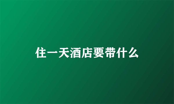 住一天酒店要带什么