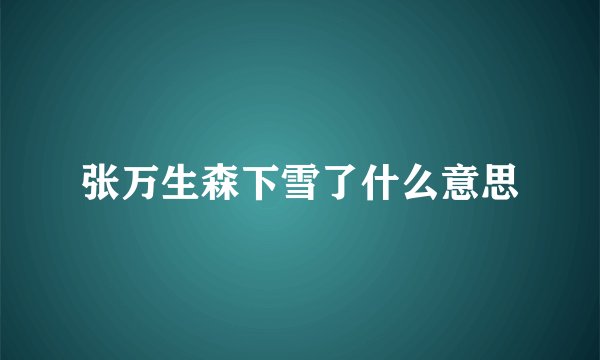 张万生森下雪了什么意思