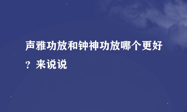 声雅功放和钟神功放哪个更好？来说说
