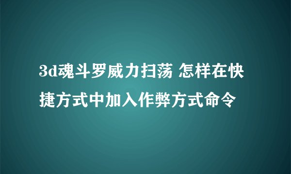 3d魂斗罗威力扫荡 怎样在快捷方式中加入作弊方式命令