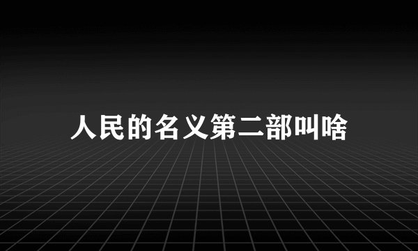 人民的名义第二部叫啥