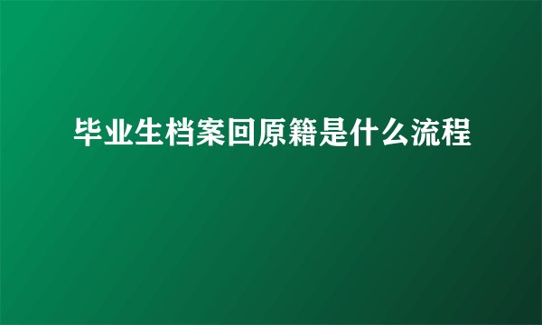 毕业生档案回原籍是什么流程