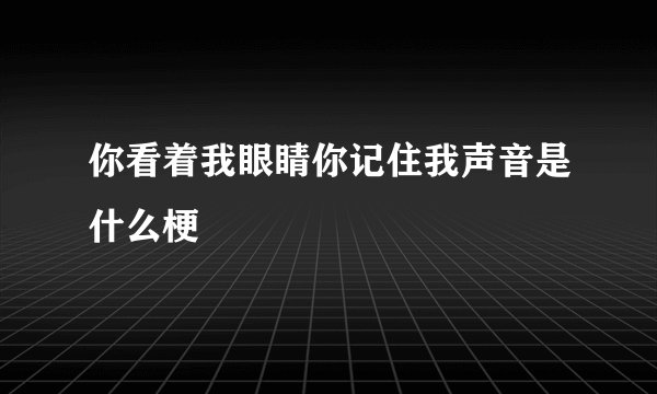 你看着我眼睛你记住我声音是什么梗