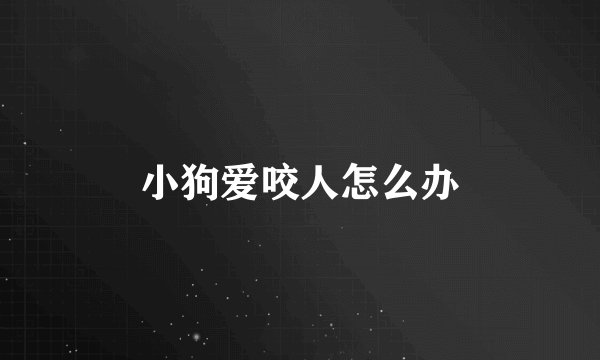 小狗爱咬人怎么办