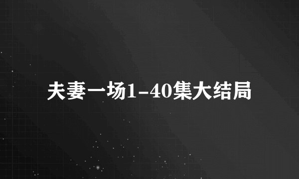 夫妻一场1-40集大结局