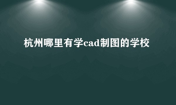 杭州哪里有学cad制图的学校