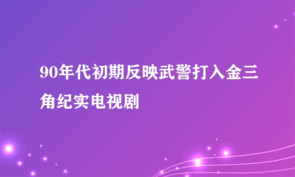 90年代初期反映武警打入金三角纪实电视剧