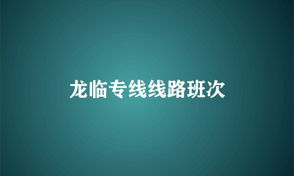 龙临专线线路班次