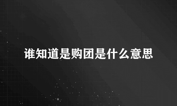 谁知道是购团是什么意思