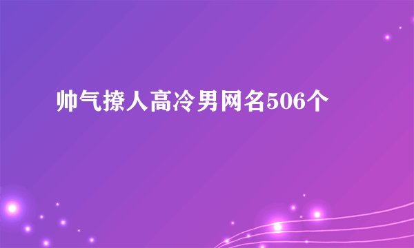 帅气撩人高冷男网名506个