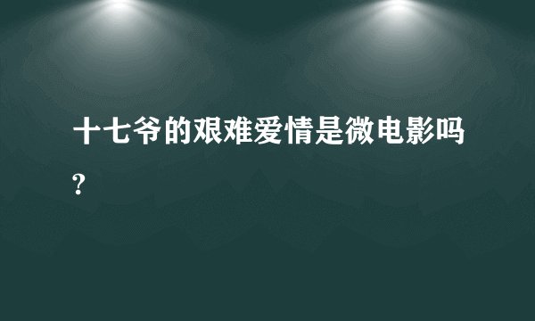 十七爷的艰难爱情是微电影吗?