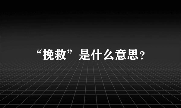 “挽救”是什么意思？