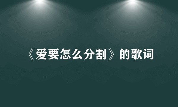 《爱要怎么分割》的歌词