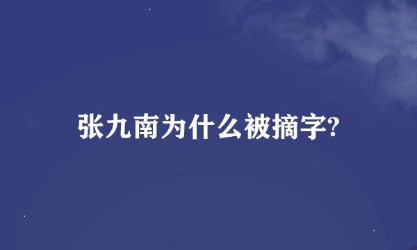 张九南为什么被摘字?
