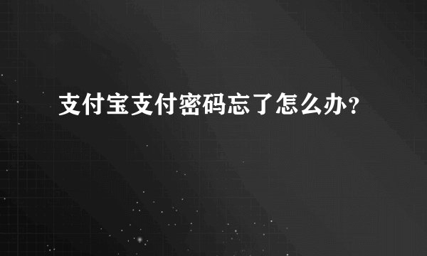 支付宝支付密码忘了怎么办？