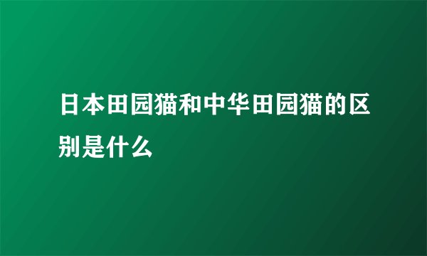 日本田园猫和中华田园猫的区别是什么