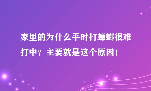 家里的为什么平时打蟑螂很难打中？主要就是这个原因！
