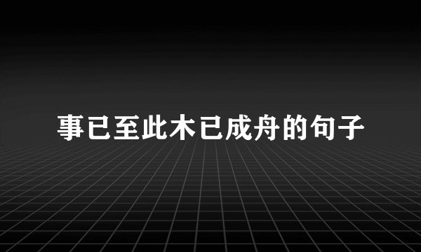 事已至此木已成舟的句子