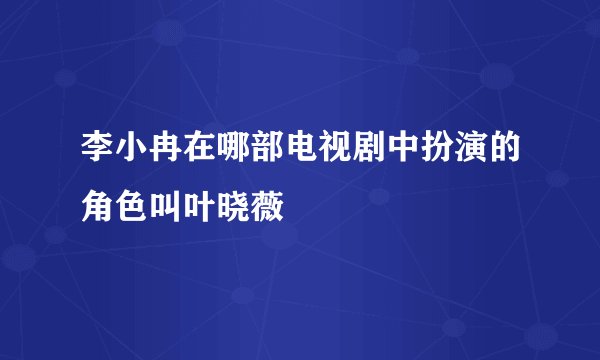李小冉在哪部电视剧中扮演的角色叫叶晓薇