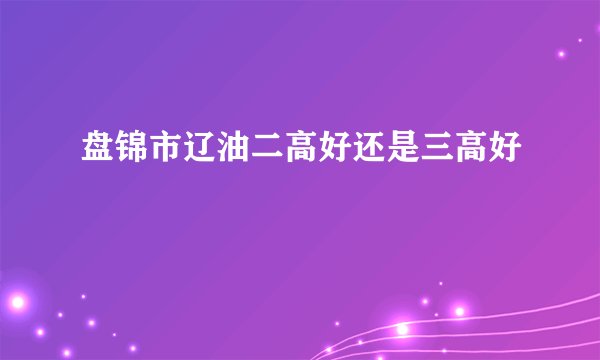 盘锦市辽油二高好还是三高好